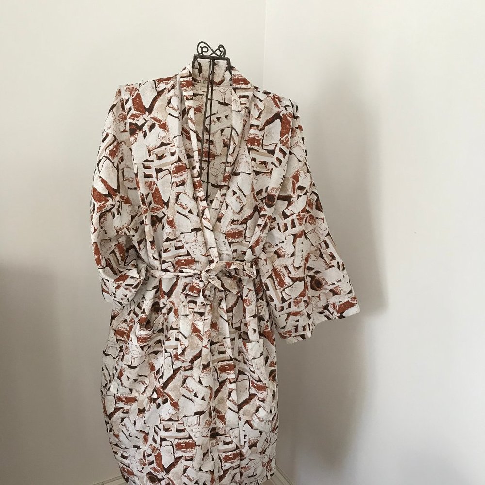 Vintage 80s Geometric Pattern Kimono Robe